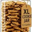 1.5 Gallon Glass Cookie Jar - Tall Food Storage Container with Airtight Lid - Large Kitchen Canister for Sugar, Flour, Dog Treat, Candy, Biscotti & Apothecary - Pack of 1