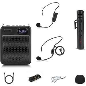 Wireless Voice Amplifier with Microphone Headset, 25W Portable PA System with Bluetooth, Support TF Card for Teachers, Tour Guides, Coaching, Sales and Outdoor Speaking