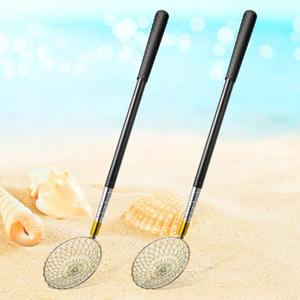 Lounsweer 2 Pcs Beach Sand Sifter Sand Scoop Shell Scooper for Beachcombing Picking up Shells Rock Hunting Extra Long 16.54''-58.27'' Adjustable Handle Multifunction Shell Sand Sifter