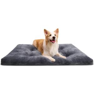 Dog Crate Bed Washable Dog Beds for Large Dogs Deluxe Thick Flannel Fluffy Comfy Kennel Pad Anti-Slip & Anti-Scratch Pet Sleeping Mat, 35 x 23 Inch, Gray