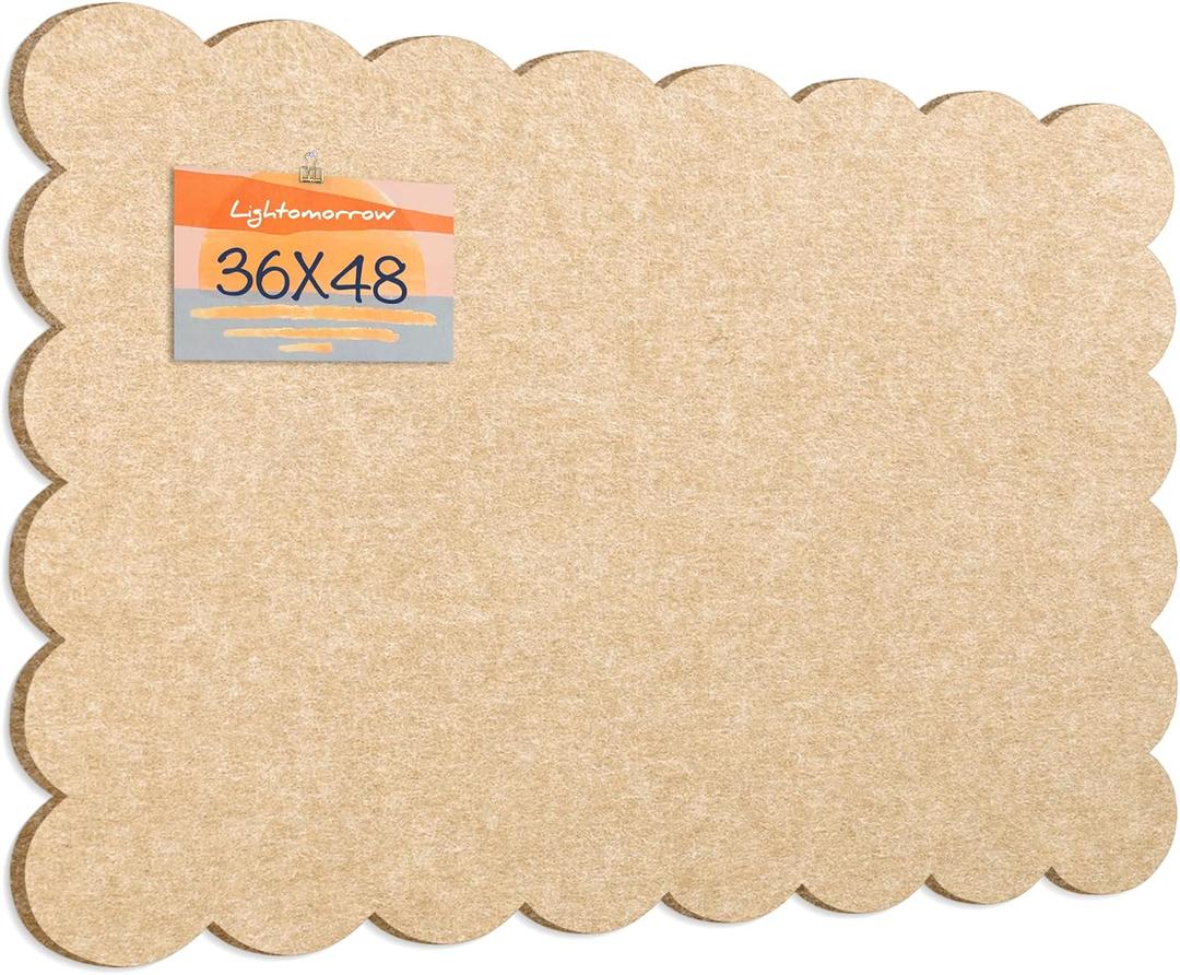 Scalloped Bulletin Board 48x36 inches, Decorative Felt Pin Board for Wall