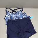 Yonique 2 Piece Tankini Swimsuits for Women with Boy Shorts Athletic Swim Tank Top Bathing Suits (Large, Blue Tie Dye)