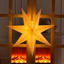 Mudder 19.7 Inch Christmas Star Paper Lantern 7 Pointed Christmas Window Lantern with 10 LED Light Strings Hanging Pendant Xmas Tree Ornaments for Holiday Decor Home (Classic,White)