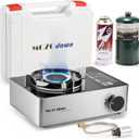 MOZODAWN Dual Fuel Camp Stove, 12000 BTU Portable Propane/Butane Stove with Case, Adapter Hose, Wind Guard, Single Burner Propane Stove for Home Kitchen, Camping, Picnics, Hiking, Fuel Not Included