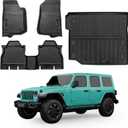 Custom Fit Floor Mats & Cargo Liner Compatible for 2018-2024 2025 Jeep Wrangler JL 4 Door Accessories All Weather TPE Rubber Black (Not Fit JK or 4XE)