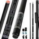 Carbon Fiber Pool Cue Stick 20-21 oz, Professional 13mm Rainbow Tip, 3/8 * 8 Joint, Includes Cue Case, Joint Protectors, Cue Chalks and Gloves