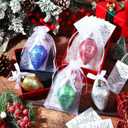 Riceshoot 20 Sets Christmas Appreciation Gifts for Coworker Lightbulb Shaped Ornament Colorful Hanging Plastic Bulbs Ornament with Bow Ribbon Card Organza Bag for Indoor Outdoor Xmas Tree Decoration