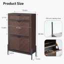 Shoe Cabinet Storage with 2 Flip Drawers, Narrow Hidden Shoes Organizer Cabinet for Entryway, Freestanding Slim Shoe Rack Front Door Entrance(Brown), Medium