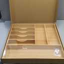 Umilife Large Kitchen Drawer Organizer, 19"x20" Silverware Utensils Organizer, 2.5" High for Large Deep Drawers, Bamboo Flatware Holder with Thick Frames, Sturdy Kitchen Organization Tray