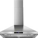 Tieasy Wall Mount Range Hood 30 inch Kitchen Hood 700 CFM with Ducted/Ductless Convertible Duct, Touch Control, Permanent Filters, Stainless Steel, 3 Speed Exhaust Fan, LED Light