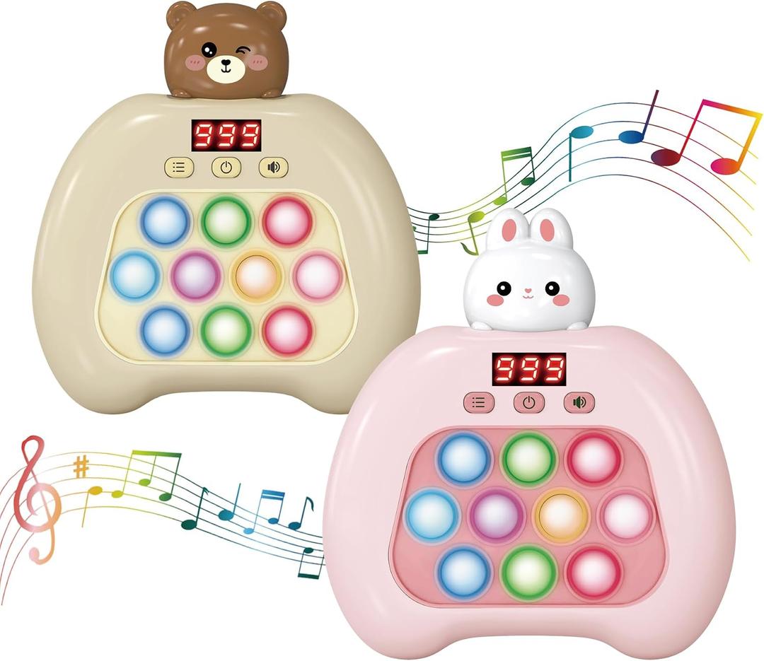 Electronic Pop It Game with LED Screen - 2-Player Online Bubble Pop Fidget Toy, Brain Training STEM Game for Kids 3-12, Anti-Anxiety Sensory Toy, Educational Birthday Gift for Boys Girls, Brown