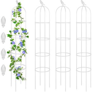 Sadnyy 4 Pack 6 ft Garden Obelisk Trellis for Climbing Plants Outdoor Rustproof Rose Pots Tall Garden Trellis for Outdoor Indoor Vines Flower Plants Support(White)