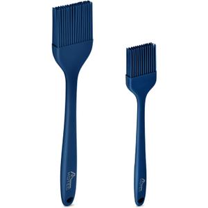 HOTEC 2 pieces Set Basting Brushes Silicone Heat Resistant Pastry Brushes Spread Oil Butter Sauce Marinades for BBQ Grill Barbecue Baking Kitchen Cooking BPA Free Dishwasher Safe (Classic Blue)