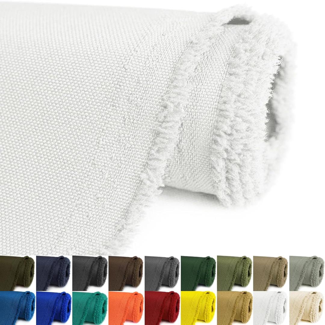 Waterproof Canvas Fabric by The Yard 58inch 600D Upholstery Material Polyester Fabric Outdoor Water Resistant Fabric for Sewing Chair Patio Cushion Purse Bag Interior, 1 Yard White