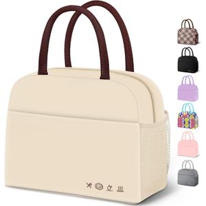 DALINDA Lunch Bag Lunch Box for Women Men Reusable Insulated Lunch Bags for Adults, Water-Resistant Cute Cooler Lunch Tote Bag, Large Capacity for Work Travel Picnic, Beige