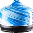 Porseme 500ml Glass Essential Oil Diffuser Aromatherapy Ultrasonic Cool Mist Humidifier 15-21 Running Hours Waterless Auto-Off Air Diffusers for Sleeping Yoga Office Working Spa and Rest (Blue Ink)