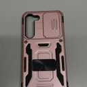 WRJ Case for Samsung Galaxy S23 Plus with Slide Camera Cover and Screen Protector, Military Grade Cover [Rotated Ring Kickstand] Heavy Duty Shockproof Protective Case-Rose Gold