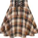 IDEALSANXUN Plaid Skirts for Women 2026 Fall Winter Cute Y2k High Waisted A Line Gothic Short Pleated Mini Skirt, Plaid Light Brown, M