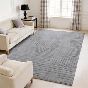 5x7 Solid Color Area Rugs  Washable Living Room Rug, Durable Non-Slip Indoor Carpet with Soft High-Low Pile, Fluffy Floor Rugs for Bedroom, Bedside, Kids Room, Dorm, Nursery, Home Dcor, Grey