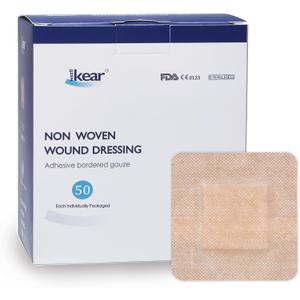 2"X2" 50 PCS Small Square Sterile Nude Island Dressing Bandage for Wound - Self-Adhesive Boarded Gauze Pads - Latex Free - Medical Grade (Nude, 2"X2" - 50PCS)