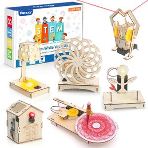 Poraxy 6 in 1 STEM Toys for Kids Ages 8-12, STEM Kits, 3D Wooden Puzzles, Educational Science Projects Building Model Kits, Birthday Gifts for Boys and Girls Ages 7 8 9 10 11 12 13 Years Old