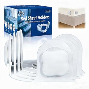 Bed Sheet Holders for Corners, Newly Upgraded Rotating Snap-On Sheet Holder, Compatible with All Types of Mattresses, Keep The Sheets Smooth and Wrinkle-Free, Simple and Easy to Install