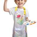 Kids Aprons with Pocket Cooking Baking Kitchen Art Cute Chef Apron for Boys Girls (Grey)
