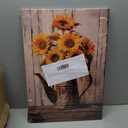 Vintage Sunflower Wall Art Farmhouse Rustic Yellow Sunflower Painting Wooden Background Print Poster Framed Country Style Flower Picture for Bathroom Kitchen Decor, 24"L x 16"W