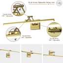 Joossnwell Hard-Wired Picture Light for Wall Brass Art Lighting Dimmable Gallery Light 23.39 inch Picture Frame Light with Adjustable Swing Arm for Painting Library Display Artwork Museum Warm White