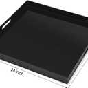 2424 inches Oversized Black Acrylic Ottoman Tray Extra Large Decorative Tray Spill-Proof Serving Trays with Handles King-Size Safe Edge Organizer for Coffee Table Countertop Breakfast