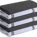 Infinitee Xclusives 100% Cotton Kitchen Towels - 15x25 Inch Ultra Soft Tea Towel, Super Absorbent Terry Dish Towels for Kitchen Linens |Grey|