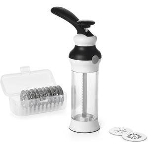 OXO Good Grips 14-Piece Cookie Press Set, Cookie Press with 12 Stainless Steel Disks and Storage Case, Holiday Baking and Everyday Treats, Essential Baking Supplies (100)