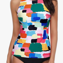 Tempt Me Women Tankini Top Only High Neck Bathing Suit Top Tummy Control Ruched Swimsuit Without Bottom XL