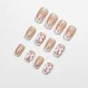 3 x Medium Square Press on Nails SWEKKE White French Tip Fake Nails Chrome False Nails with Pink Bow Designs Elegant Glossy Glue on Nails Full Cover Stick on Nails for Women Girls 24Pcs (1)