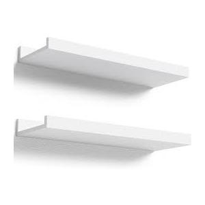 storenization White Floating Shelves for Wall, Picture Ledge Shelf with Lip Set of 2, 24 inch Long Floating Book Shelves for Bedroom Living Room Bathroom Kitchen