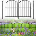 Decorative Garden Fence 17in(H)x13in(W), 26 Pack Rustproof Metal No Dig Fence Animal Barrier for Dog, Arched Flower Bed Edging Ornamental Wire Border Panel Fencing for Yard Patio Outdoor Decor (Black)