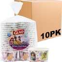 Glad for Kids Disney Princess Disposable Paper Snack Bowls, Lids Not Included, Floral Frames - Heavy Duty, Microwavable, Disposable Snack Cups with Lid for Soup or Ice Cream, 6 Oz, 20 Count - 10 Pack