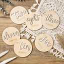 Milestone Wooden Circles for Monthly Baby: Newborn Age Milestone Signs Cards for Hospital - Month Markers Discs for New Boys and Girls (White)