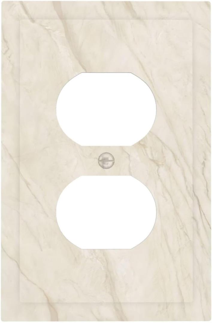 White Taupe Marble Abstract Luxury Outlet Covers 1 Gang Duplex Light Switch Cover Decorative Switch Plates Electrical Receptacle Faceplate Wall Plate for Bathroom Kitchen Home Decor