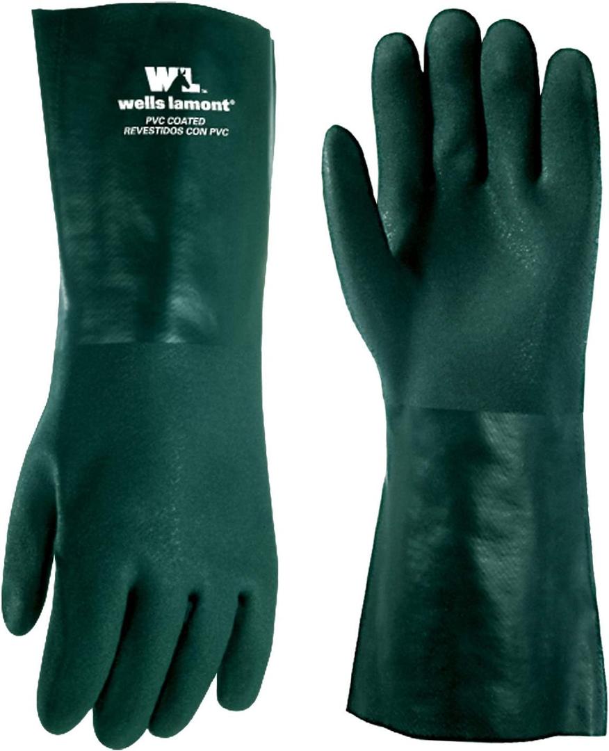 Wells Lamont Heavy Duty 14 PVC Coated Work Gloves | Chemical & Liquid Resistant, Cotton Lined | Men's Large (167L) (2 Count (Pack of 1))