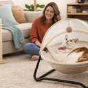 Cat Bed, Pet Hammock Bed for Cats and Dogs, Comfortable and Breathable Elevated Cat & Dog Nest, Easy to Assemble, Cover Removable and Washable, Suitable for Indoor and Outdoor Use (Cream)
