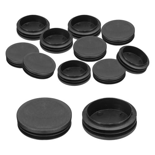 PATIKIL 2-1/4" Plastic Tubing End Caps, 22pcs Round Hole Plug Insert for Round Iron Pipe Chair Leg Table Bookshelves Patio Furniture, Black