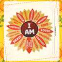 4ft Round Boho Sun Kids Rug with Motivational Words, Yellow Color, 3'11"