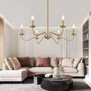 Jonsi Modern Gold Chandelier for Dining Room,35 Inch Brushed Brass Chandelier Light Fixture, Dining Room Light Fixtures Over Table