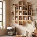 Suzile Mug Display Shelf Wall Mounted,Grid Size 5.1x5.1x3in,Wood Color
