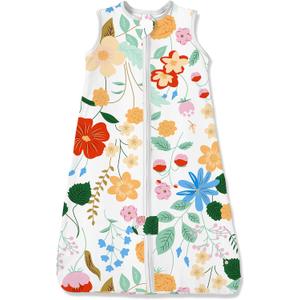 TotAha Light Sleep Sack, Stretchy, Soft, Cozy Wearable Blanket Sleep Bag with 2-Way Safe Zippers for 0-6 Months 0.5 TOG (Flandre Garden)