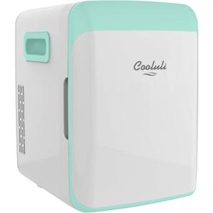 Cooluli 10L Mini Fridge for Bedroom - Car, Office Desk & College Dorm Room - 12V Portable Cooler & Warmer for Food, Drinks, Skincare, Beauty, Makeup & Cosmetics - AC/DC Small Refrigerator (Turquoise)