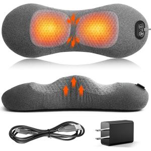 3 in 1 Lower Back Massager, Triple Fusion Back Massager with Heat, Vibration and Stretch, Lumbar Support Pillow with Ergonomic Memory Foam for Bed and Chair (Black)