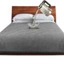 Catalonia Waterproof Blanket for Bed, Washable Leakproof Protector Cover, Reversible Throw Blanket for Couch Sofa, Stain Proof Blanket Pad, 80X90 inches, Grey (Lt Gray/Dk Gray)