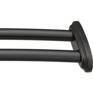 Moen Matte Black Adjustable 57 to 60-Inch Double Curved Shower Rod, Permanent Wall Mounted Shower Curtain Rod, DN2141BL